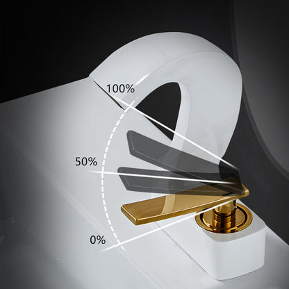 Contemporary Single Handle Bathroom Sink Faucet Brass Finish