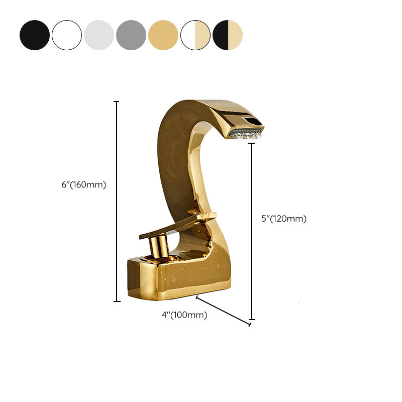 Contemporary Single Handle Bathroom Sink Faucet Brass Finish