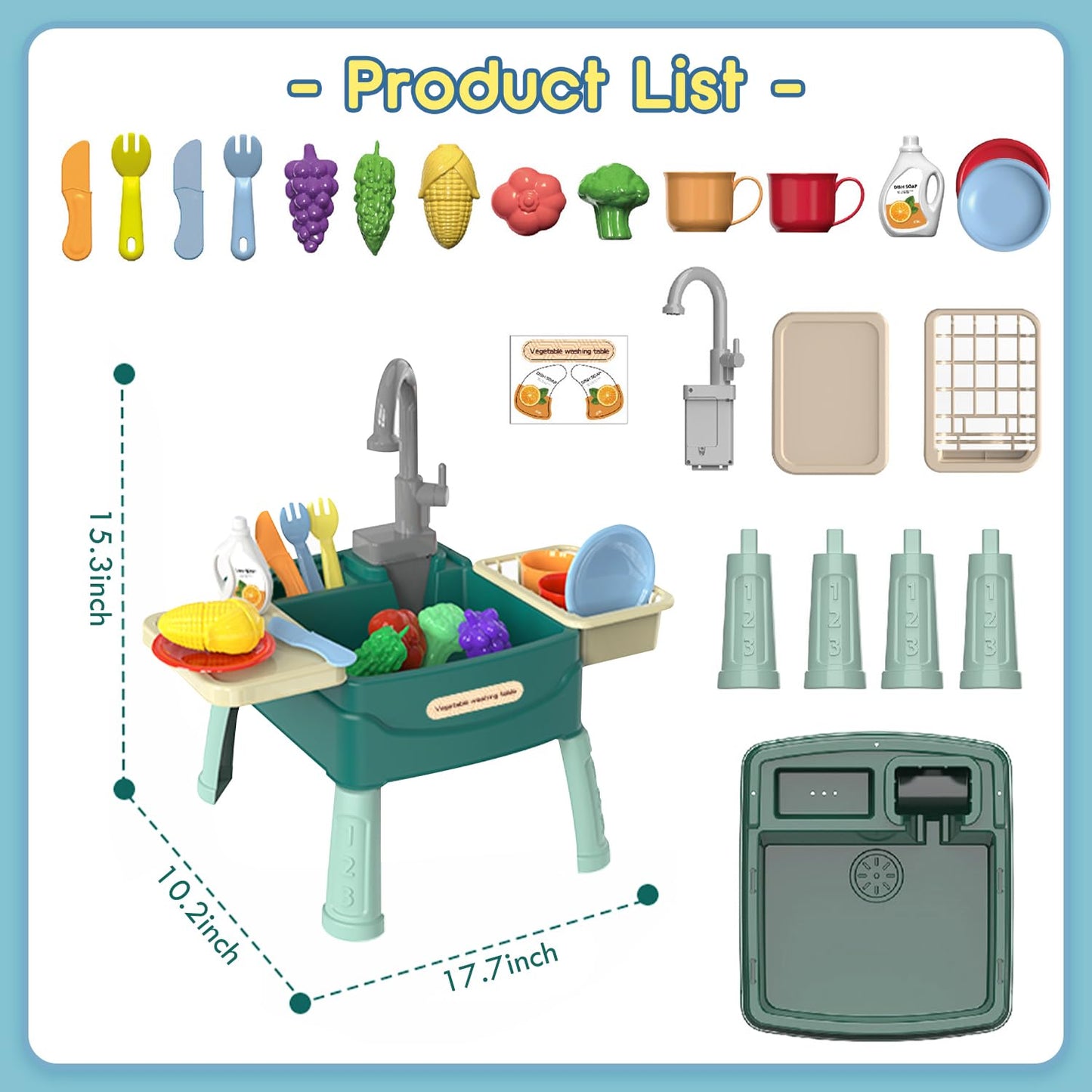 Fun Kids Play Kitchen with Water Play Faucet