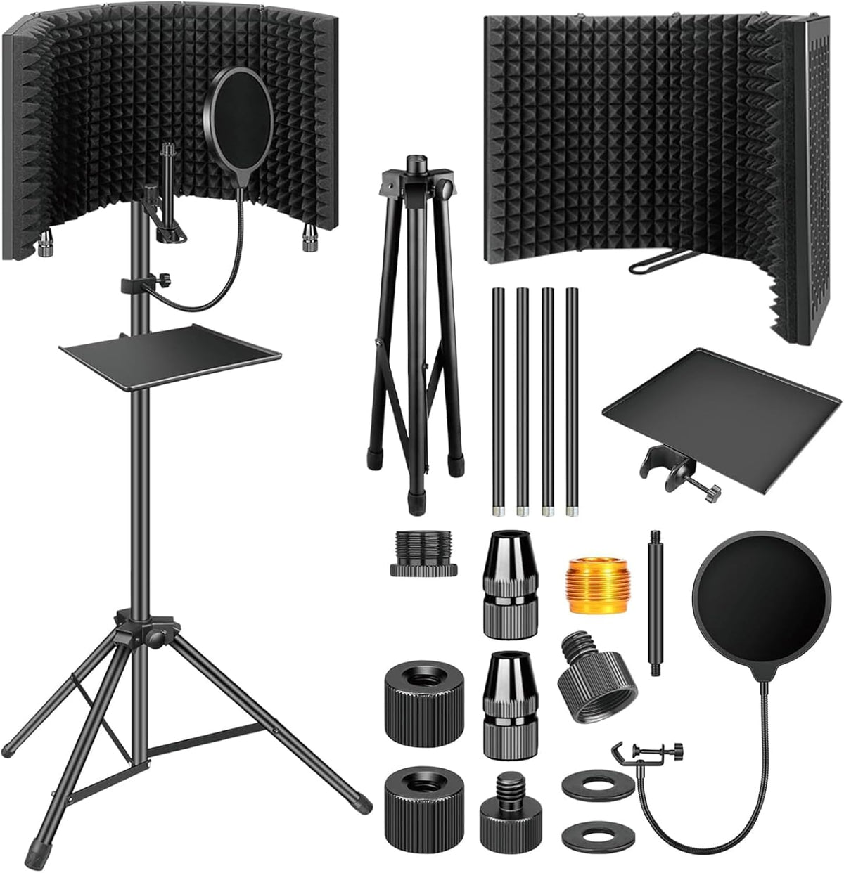 Portable Collapsible Mic Isolation Shield with Tripod Stand - Cofik