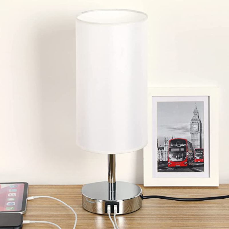 Smart Wooden Bedside Lamp with USB Port