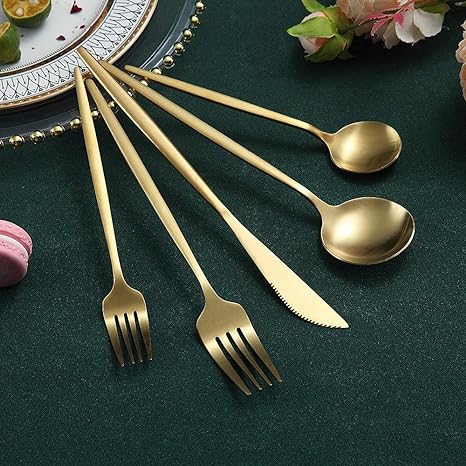 Premium Metal 20pc Cutlery Set Titanium Stainless Steel