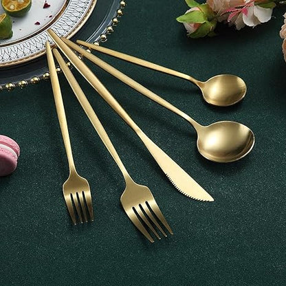 Premium Metal 20pc Cutlery Set Titanium Stainless Steel