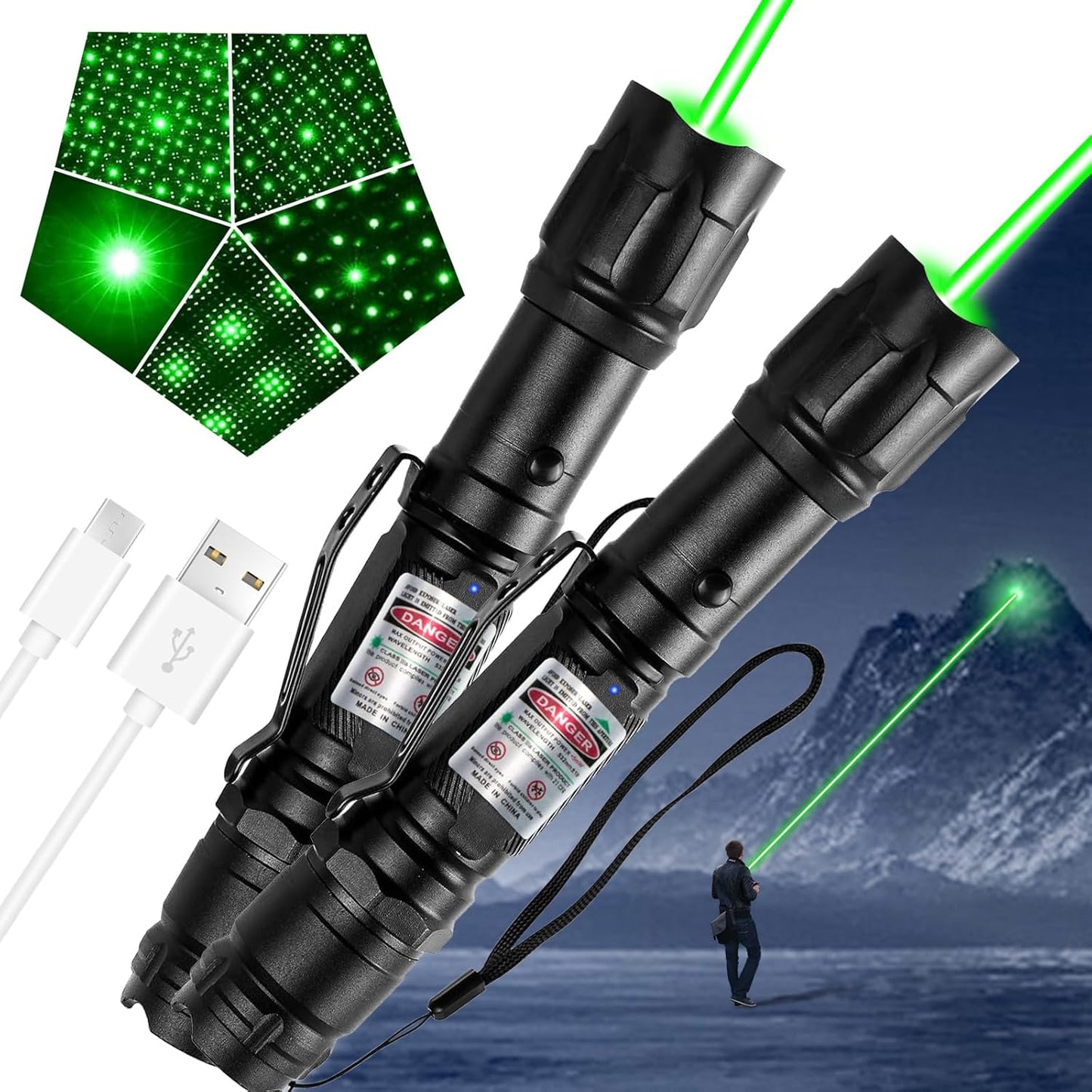 Bright Rechargeable LED Green Flashlight Torch