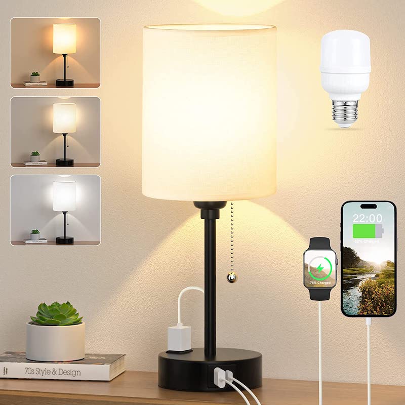 Smart Table Lamp with USB Charging and Color Options
