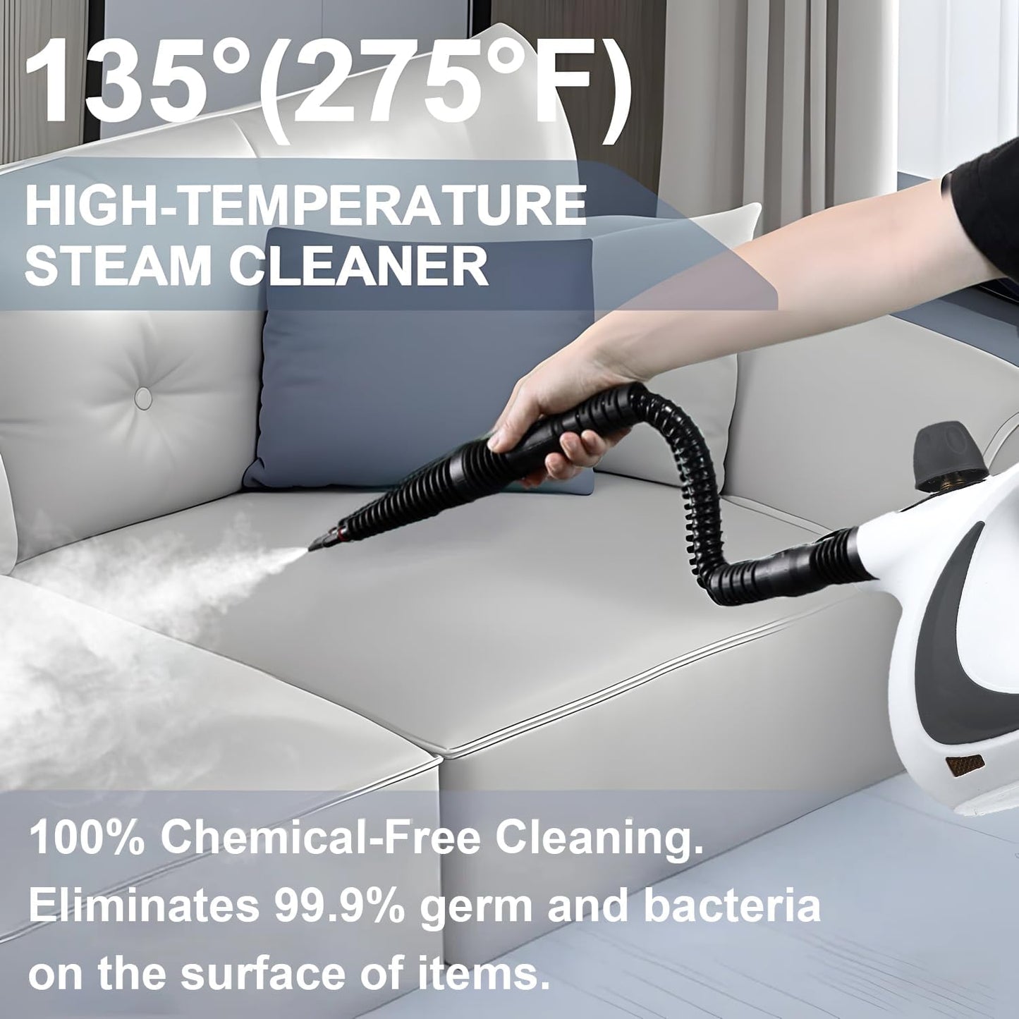 Powerful Handheld Steam Cleaner with 9 Accessories