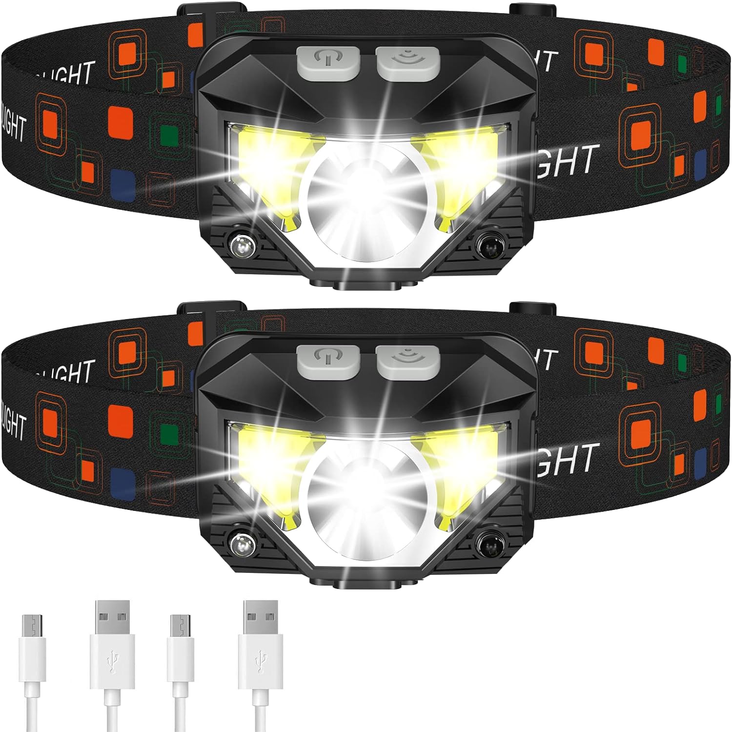 Bright LED Headlight with Motion Sensor - 2 Pack - Cofik
