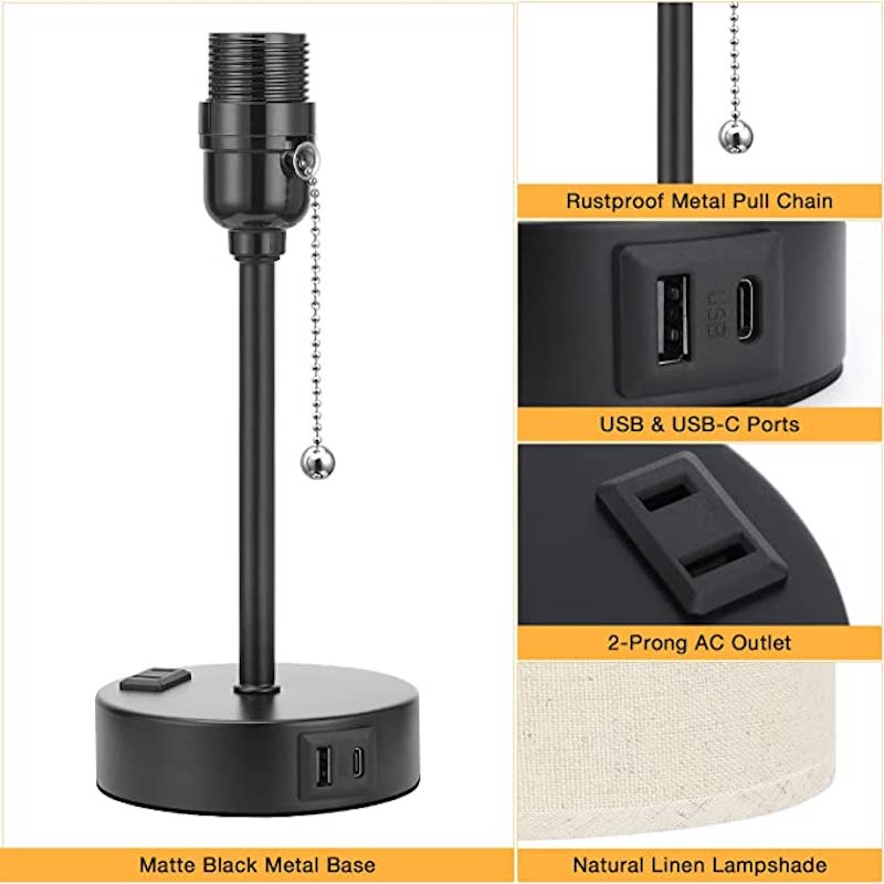 Smart Table Lamp with USB Charging and Color Options