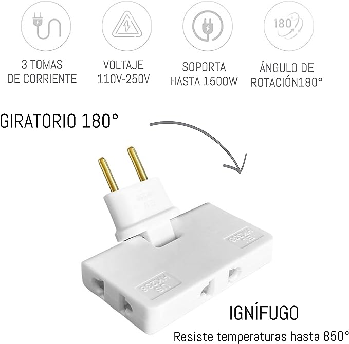 Flexible 3 Way EU Plug Adapter