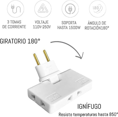 Flexible 3 Way EU Plug Adapter