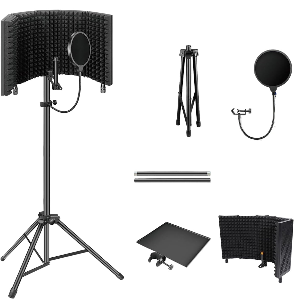Portable Collapsible Mic Isolation Shield with Tripod Stand