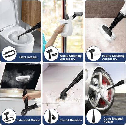 Powerful Handheld Steam Cleaner with 9 Accessories