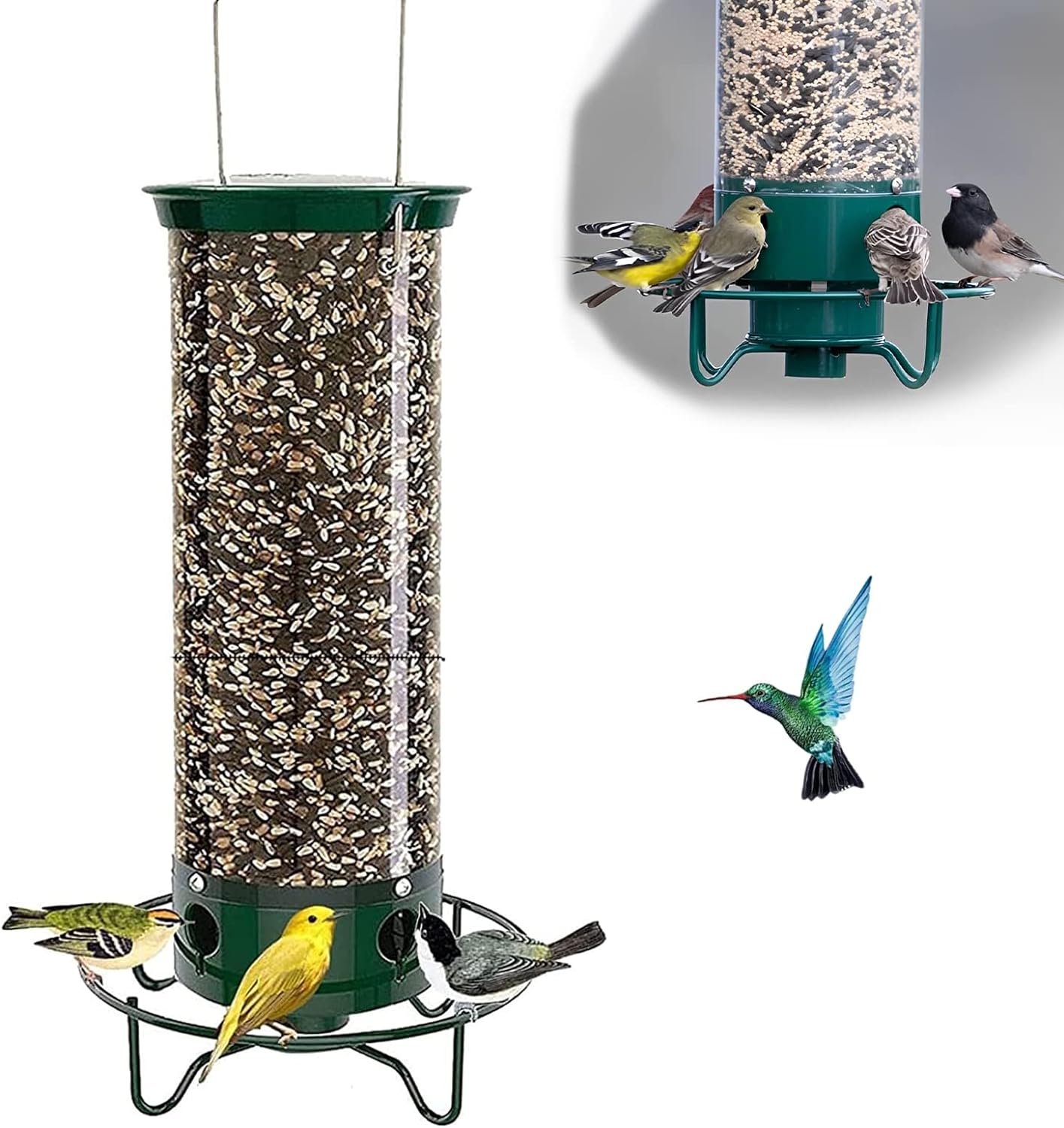 Wild Bird Feeder with Spin Tray and Large Seed Capacity