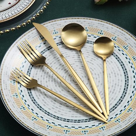 Premium Metal 20pc Cutlery Set Titanium Stainless Steel