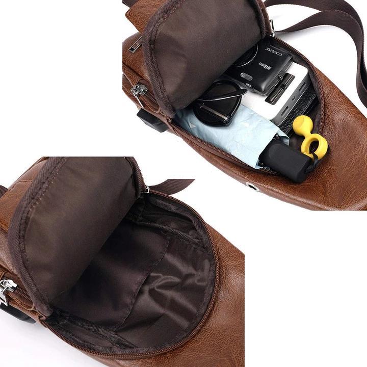 Big Mens Genuine Leather Cross Body Backpack Bag