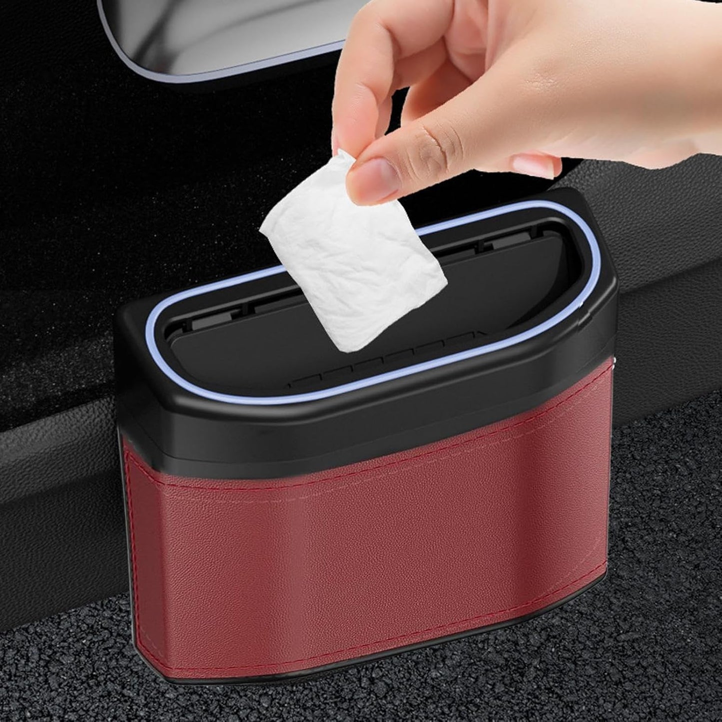 Odor-Proof Car Waste Bin with LED Light