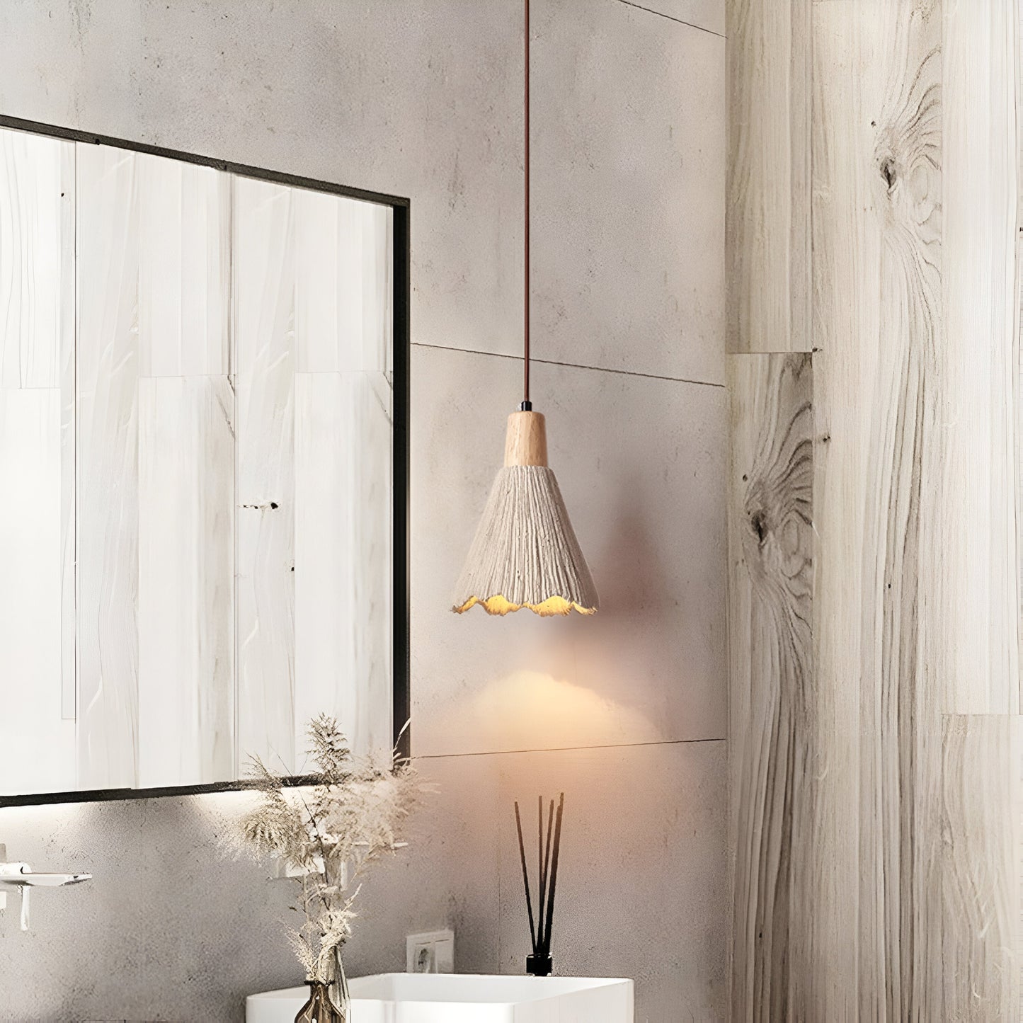Simple Cream Hanging Pendant Light Fixture