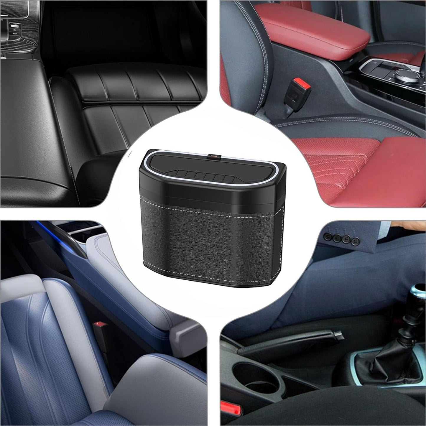 Odor-Proof Car Waste Bin with LED Light