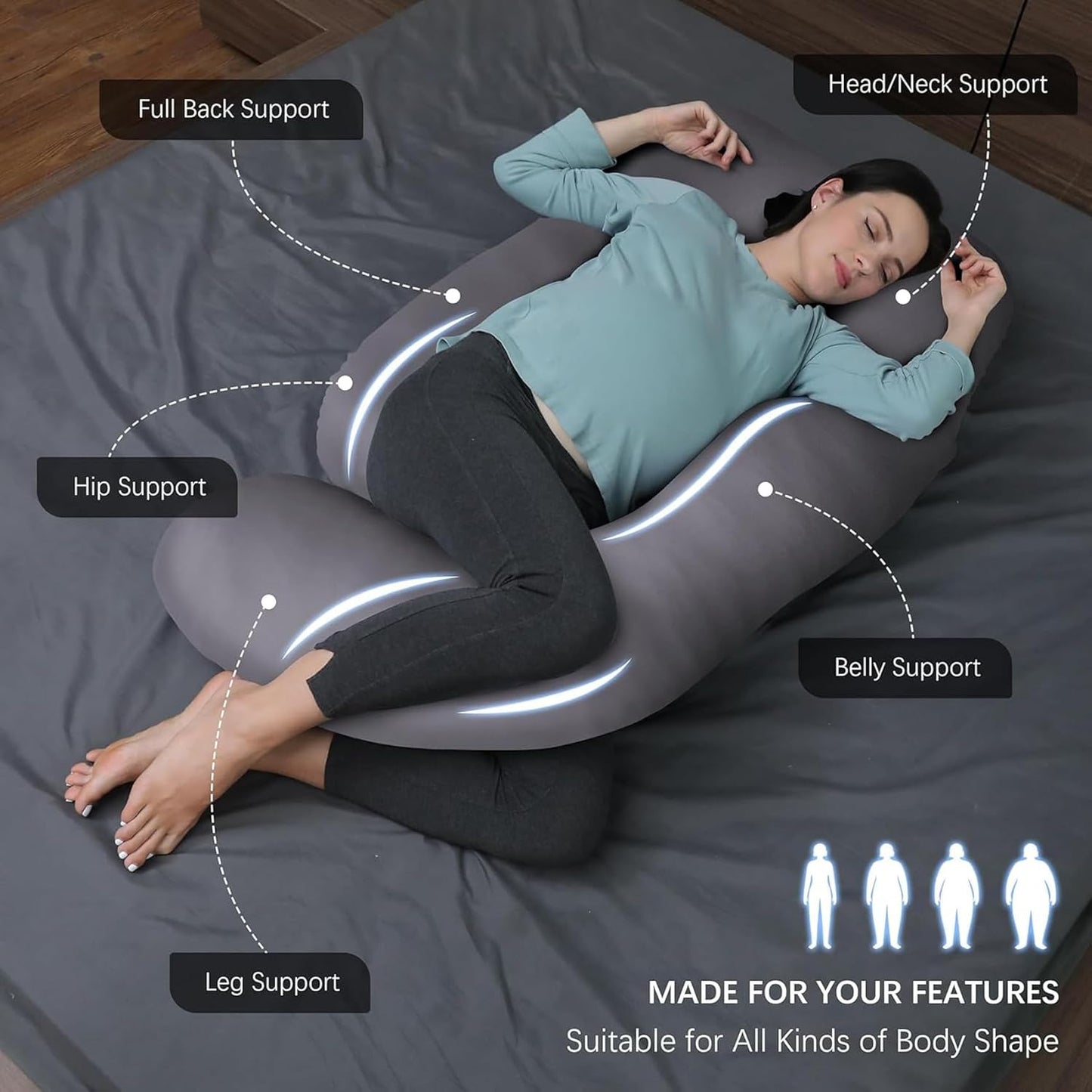 Comfortable Full Body Pregnancy Pillow for Side Sleepers