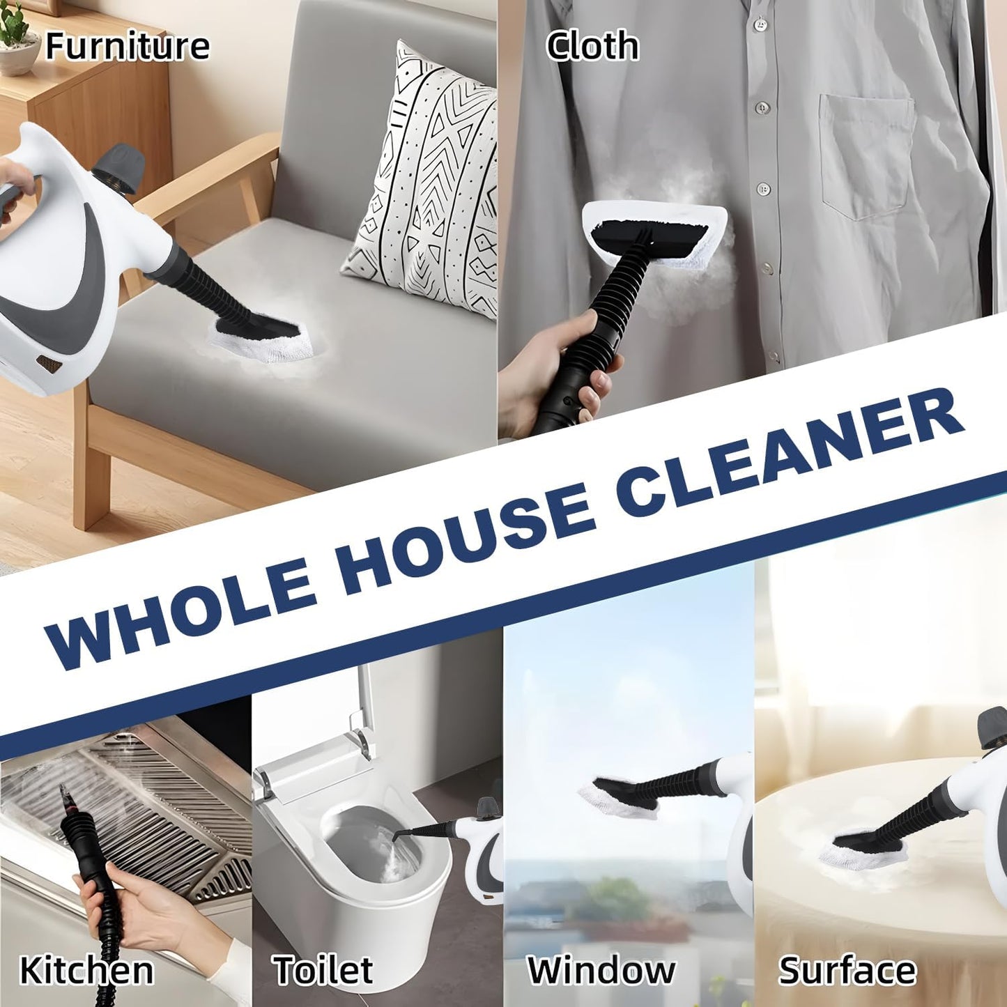 Powerful Handheld Steam Cleaner with 9 Accessories