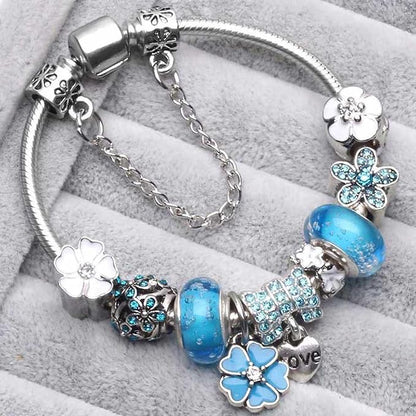 Beautiful Flower Charm Bracelet Gift