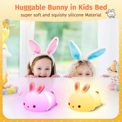 Cute Bunny Nursery Night Light with Colorful LED
