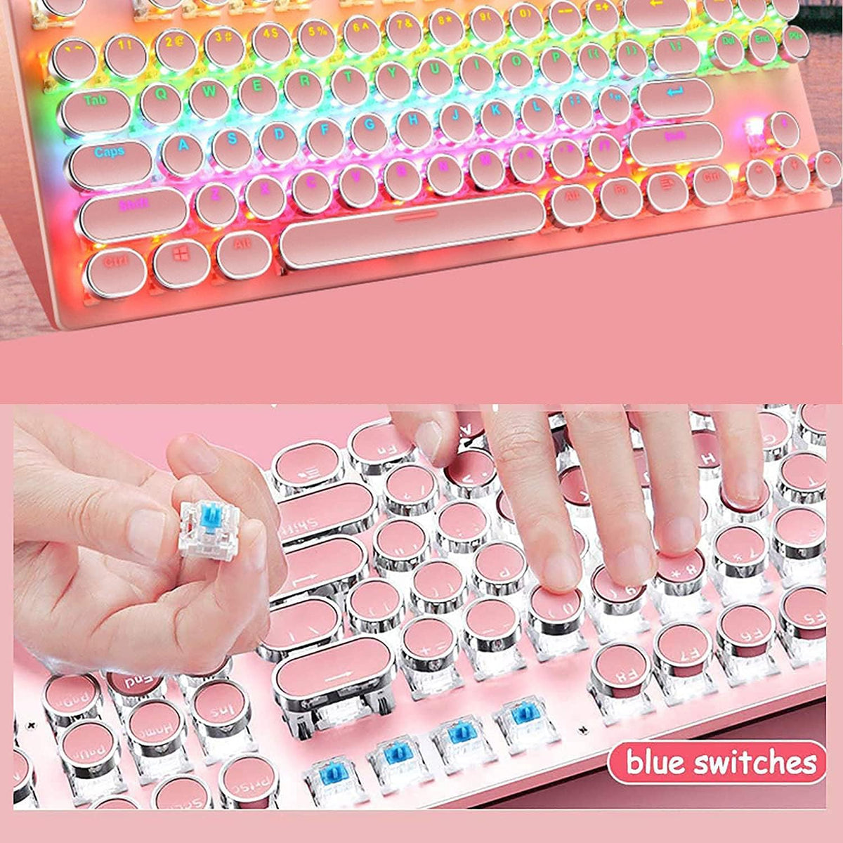 Pro Gamer Keyboard RGB LED Blue Mechanical Keys