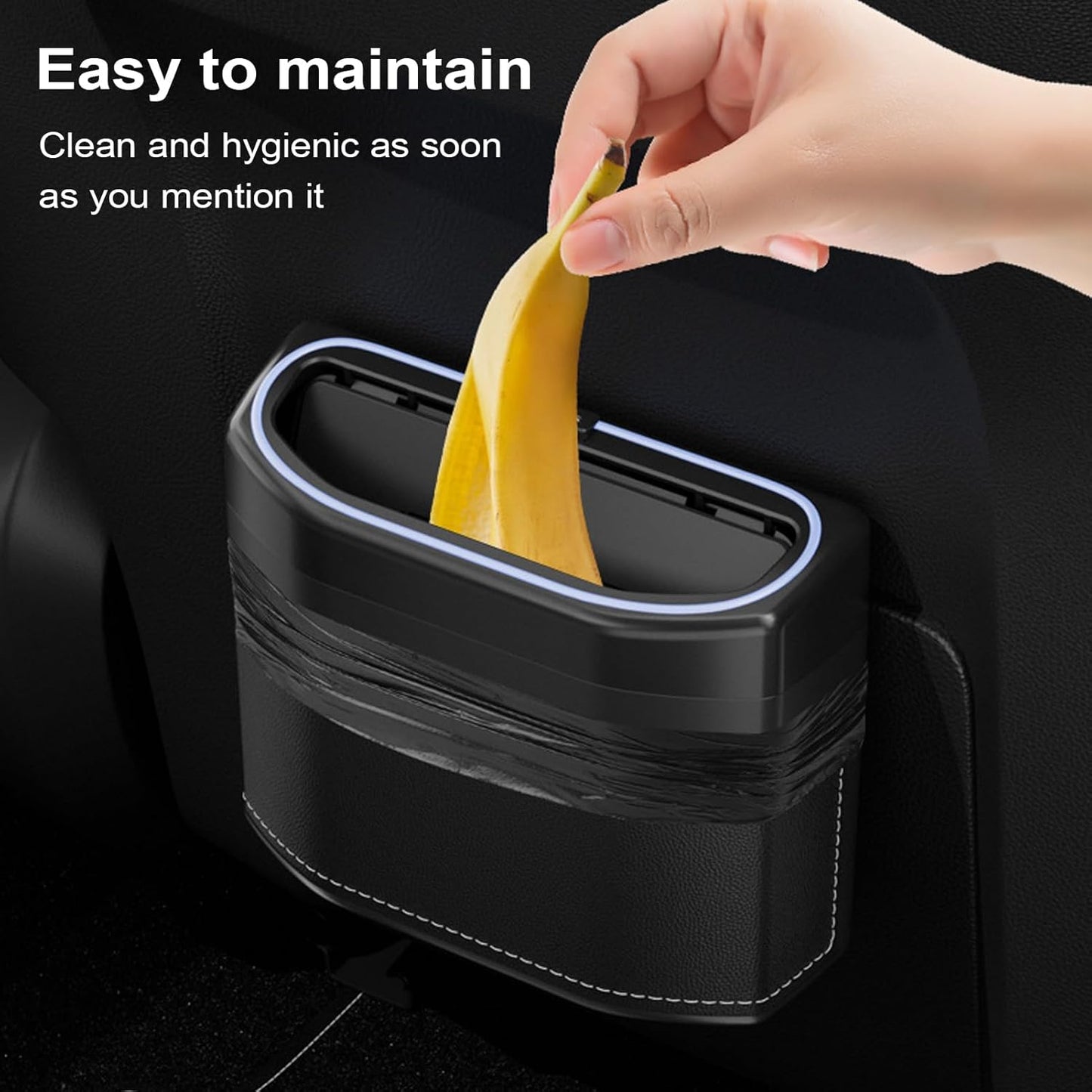 Odor-Proof Car Waste Bin with LED Light