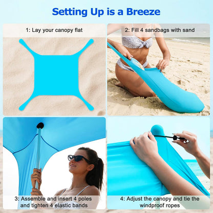 Portable Sun Shelter Beach Tent with Aluminum Frame