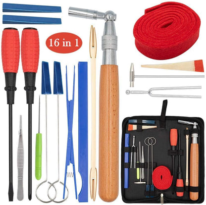 Deluxe 16-Piece Piano Tuner Tool Set with Case