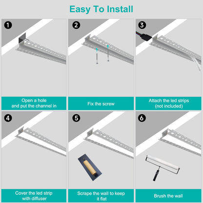 Bright White LED Strip Lighting Kit - 10 Piece Set