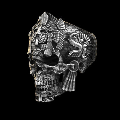 Edgy Silver Skull Band Ring - Cofik