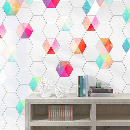 Colorful Hexagon Wall Stickers Removable Tile Decal