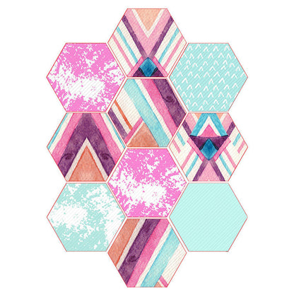 Colorful Hexagon Wall Stickers Removable Tile Decal