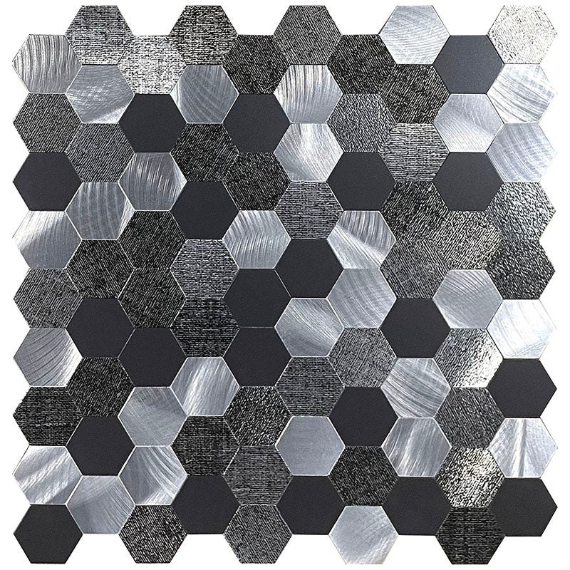 Easy Peel Stick Metal Hexagon Mosaic Wall Tile