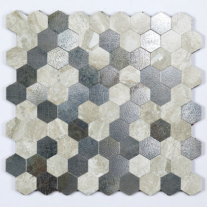 Easy Peel Stick Metal Hexagon Mosaic Wall Tile