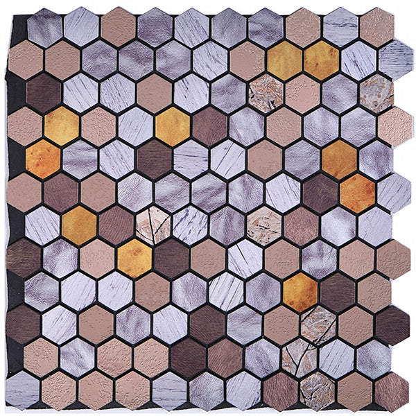 Easy Peel Stick Metal Hexagon Mosaic Wall Tile