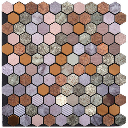 Easy Peel Stick Metal Hexagon Mosaic Wall Tile