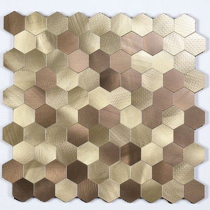 Easy Peel Stick Metal Hexagon Mosaic Wall Tile