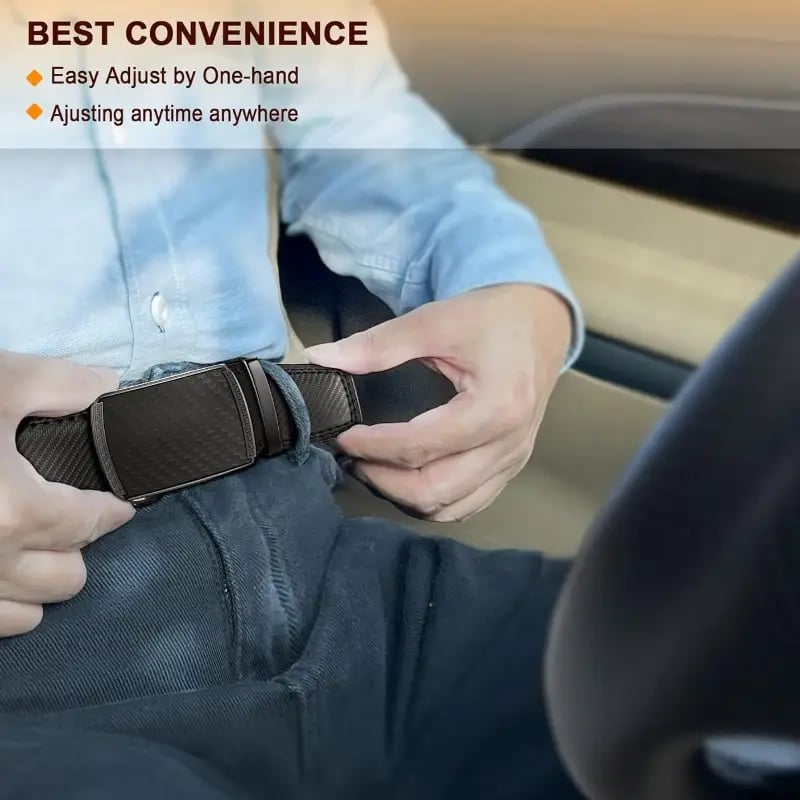Genuine Leather Adjustable Ratchet Belt for Men