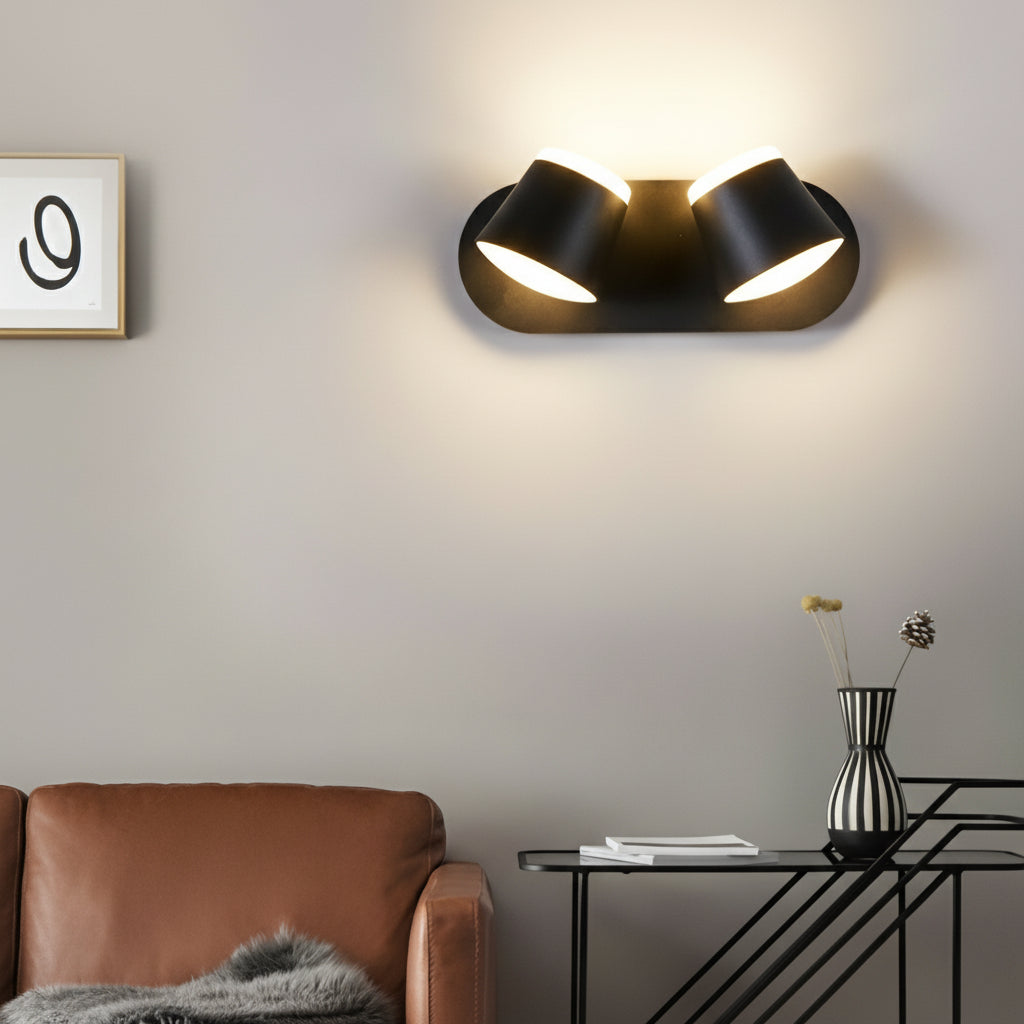 Compact Black Metal LED Wall Light Adjustable