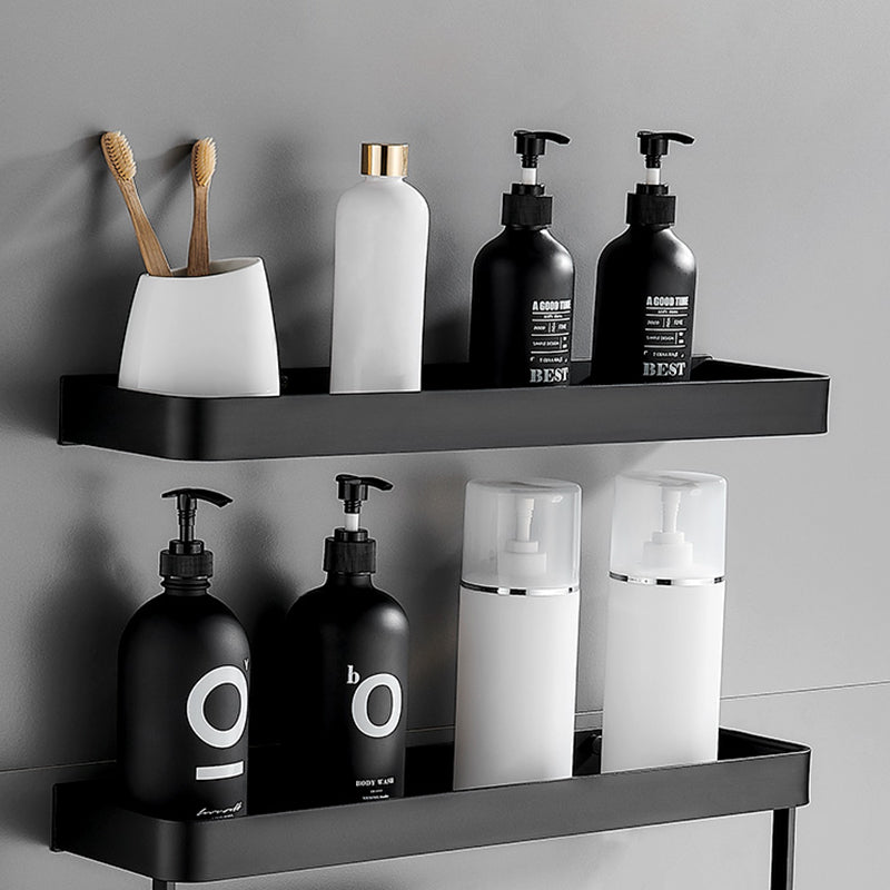 Sleek Black 2-Piece Stainless Steel Bath Accessory Set
