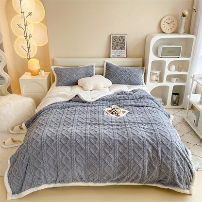 Warm Plush Reversible Fleece Throw Blanket - Cofik