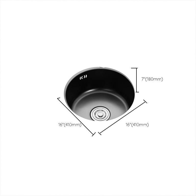Stainless Steel Round Kitchen Sink with Drain Kit