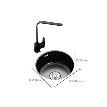 Stainless Steel Round Kitchen Sink with Drain Kit