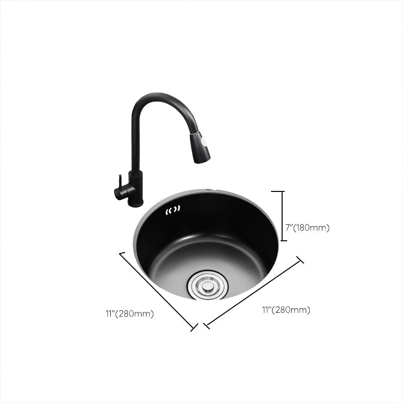 Stainless Steel Round Kitchen Sink with Drain Kit