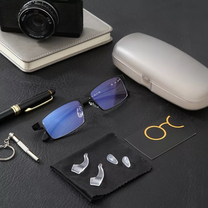 Stylish Blue Blocker Glasses with Slim Metal Frame