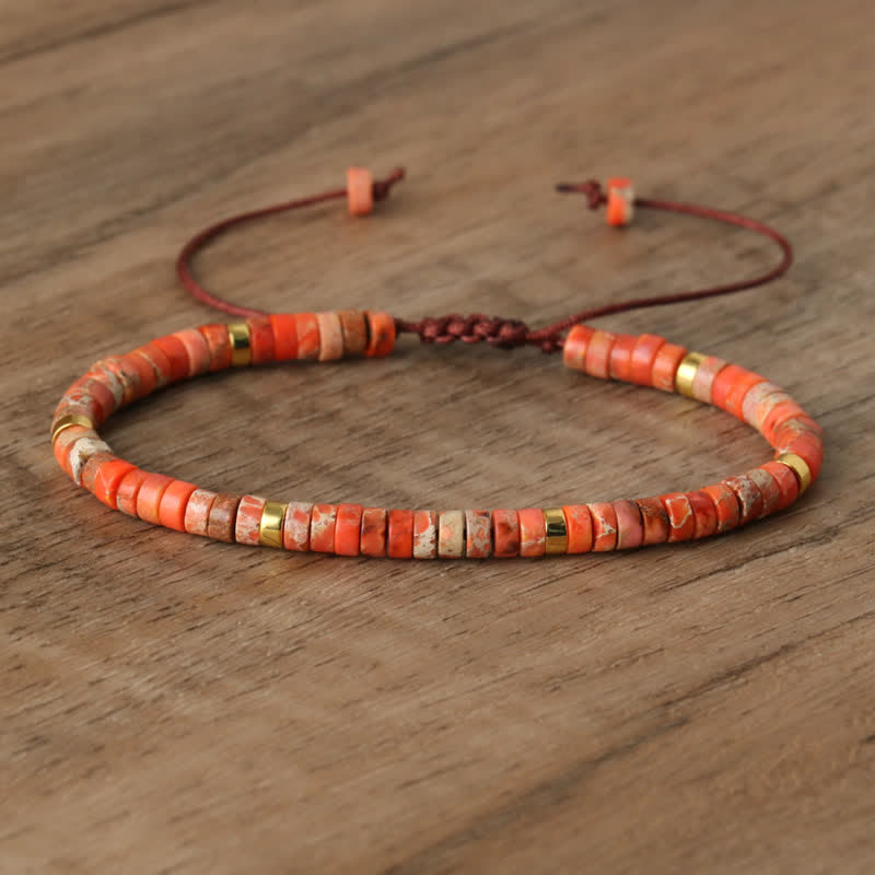 Bohemian Stone Beaded Bracelet with Natural Rollers