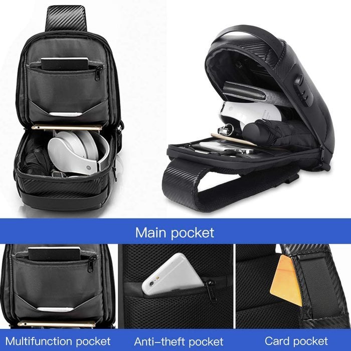 Waterproof Crossbody Bag with USB Charging Port