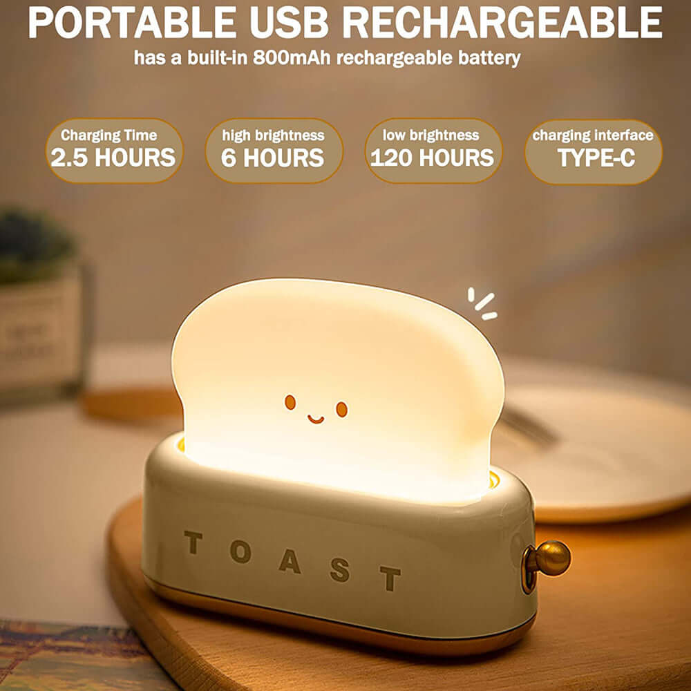 Colorful LED Night Light USB Toast Lamp for Kids Bedroom